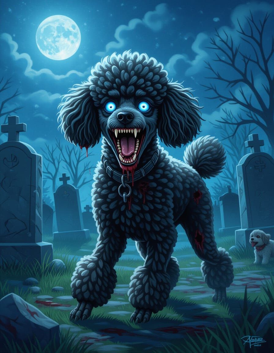 Terrifying Zombie Poodle White Walker Hybrid in Photorealist...