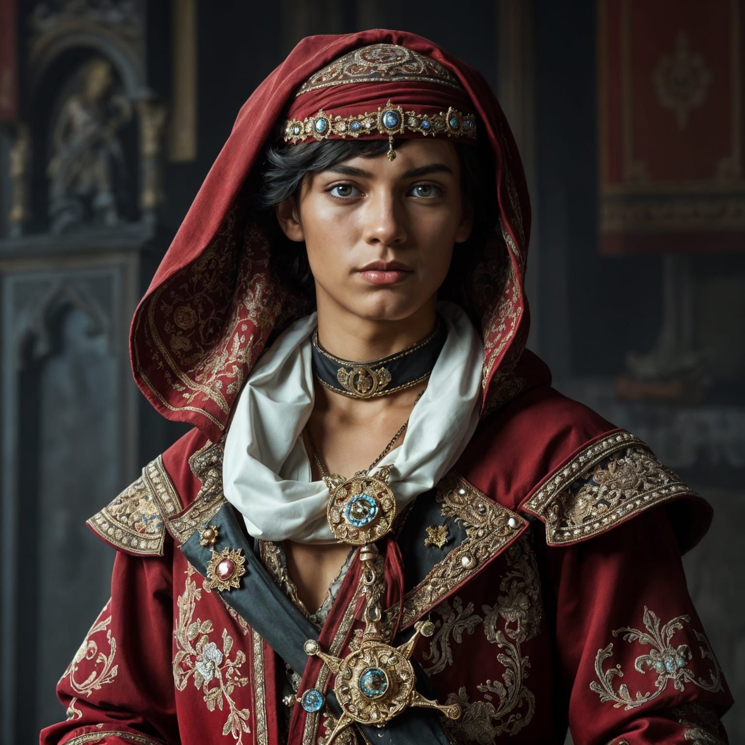 Regal Young Man in Arabic Victorian Fantasy Clothing