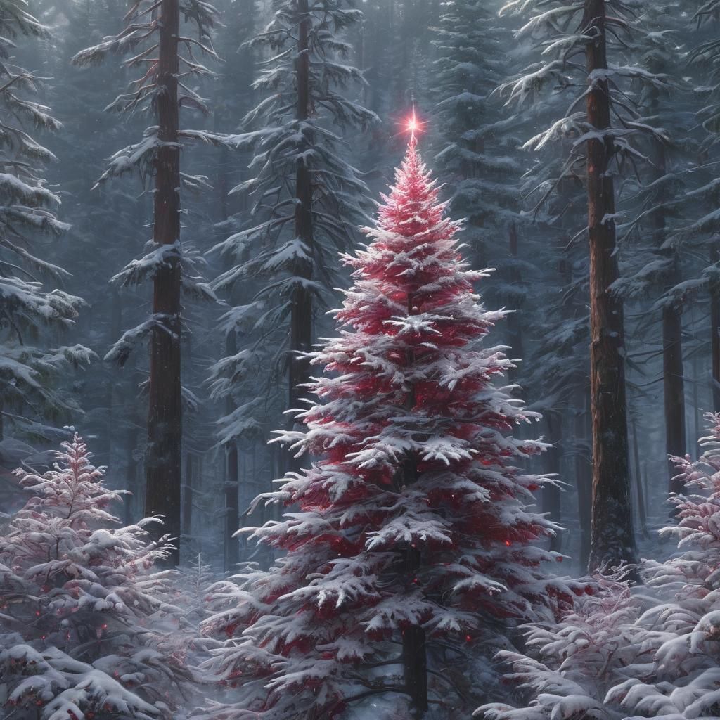 Ruby Christmas Tree in Winter Wonderland