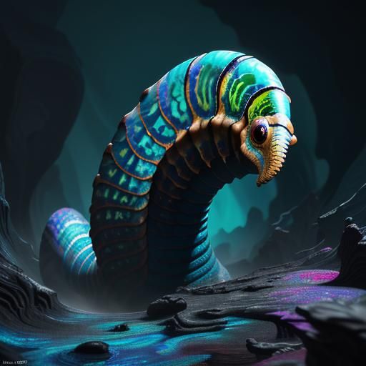 Surreal Caterpillar Ammonite Emerges from Opal Fossil