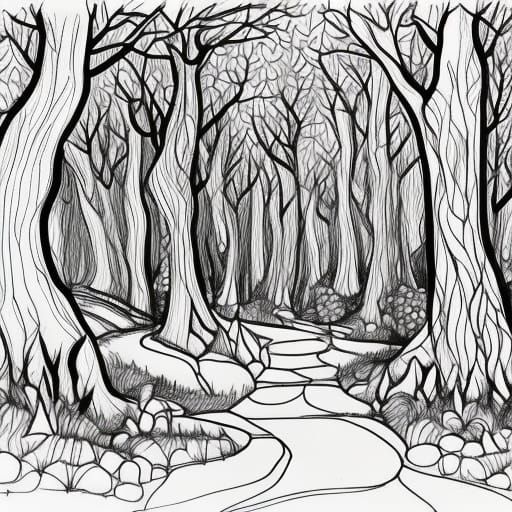 line art: forest