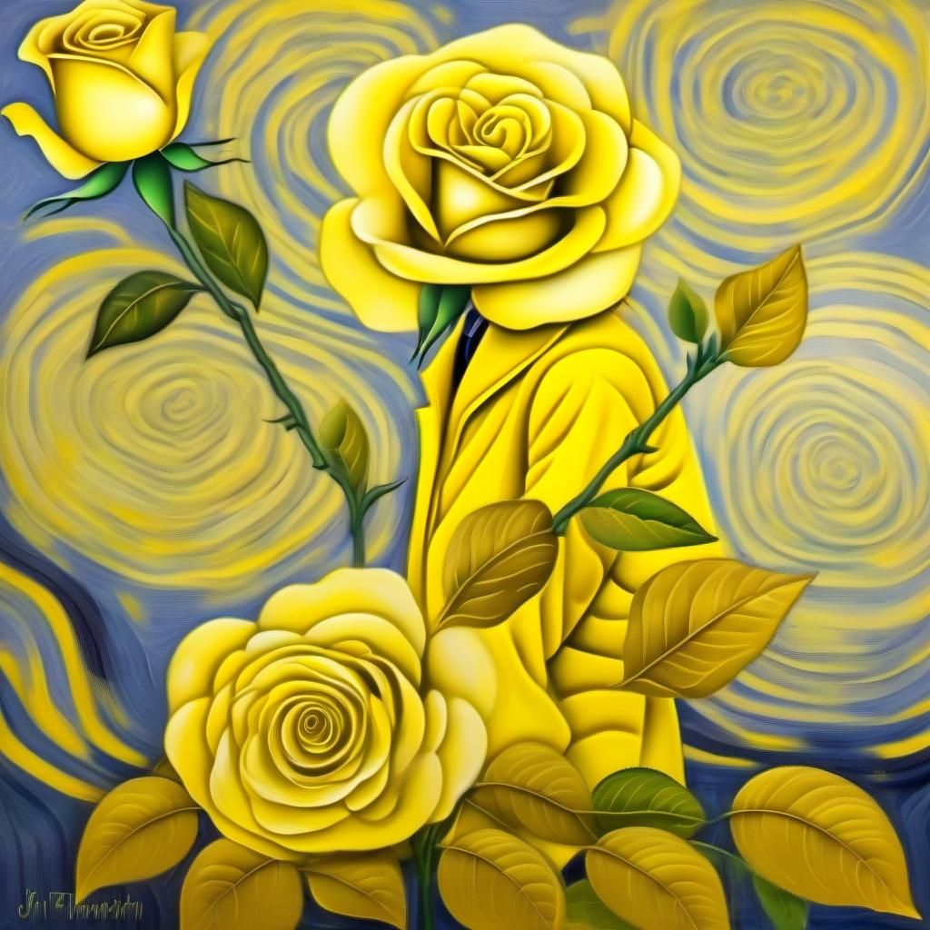 Woman in Yellow Holding a Yellow Rose