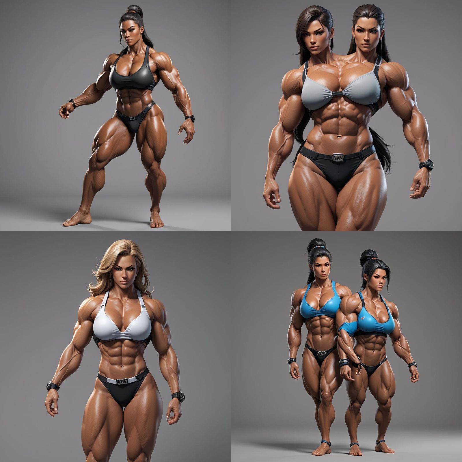 Female Bodybuilder in Thong: 3D Anime Art
