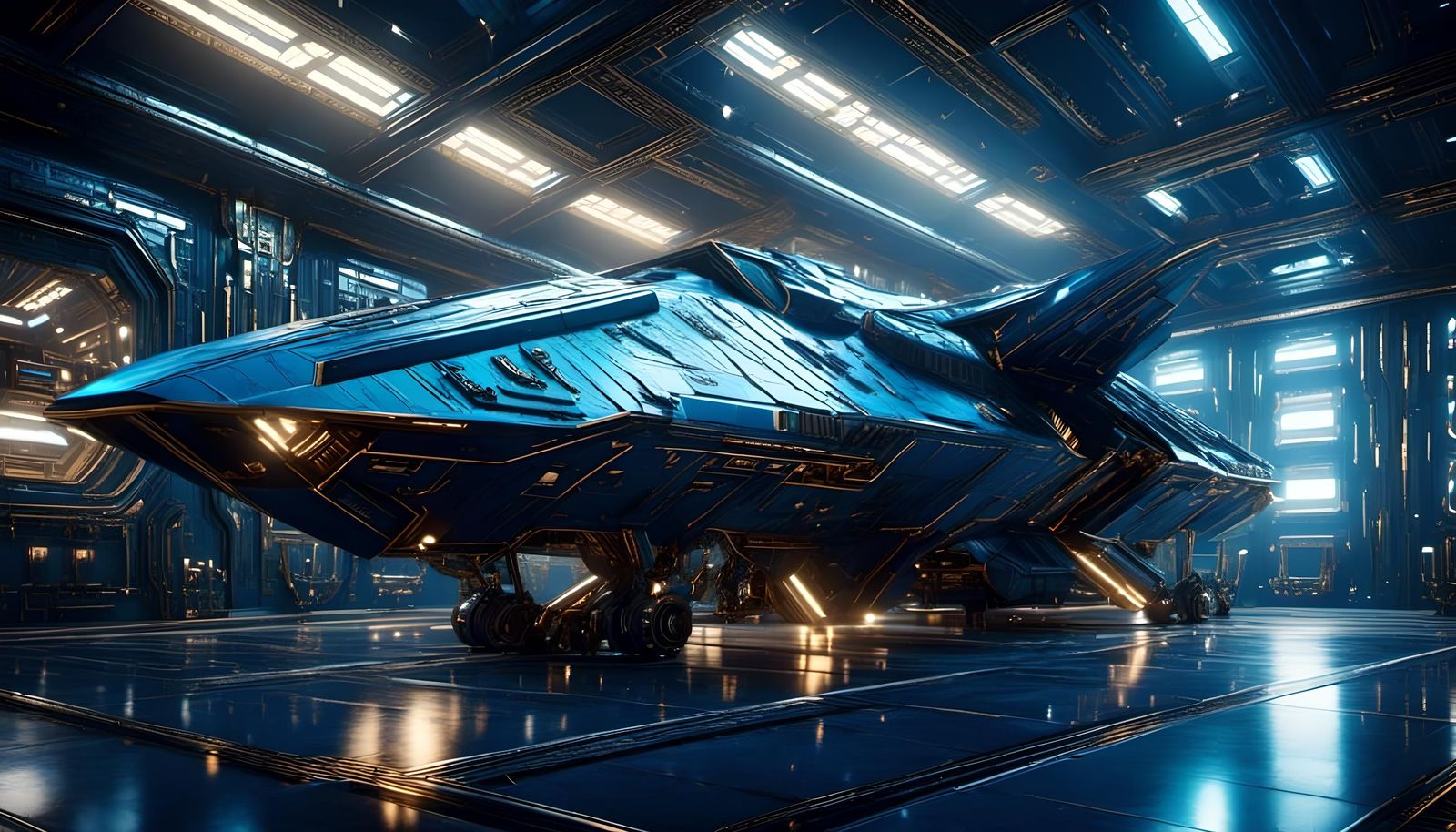 Futuristic Borg Starship in Cosmic Nebula Sky