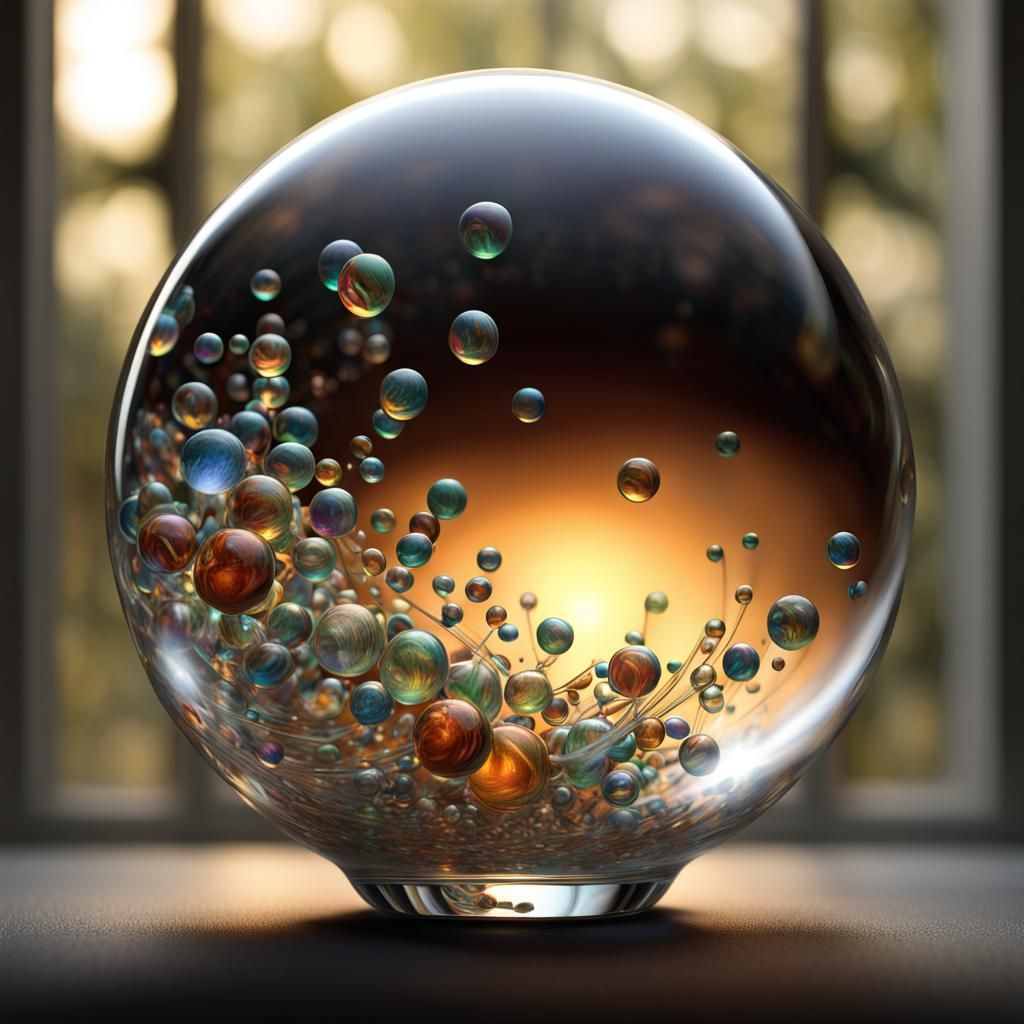 Glowing World Marbles in Glass Ball CGI Render