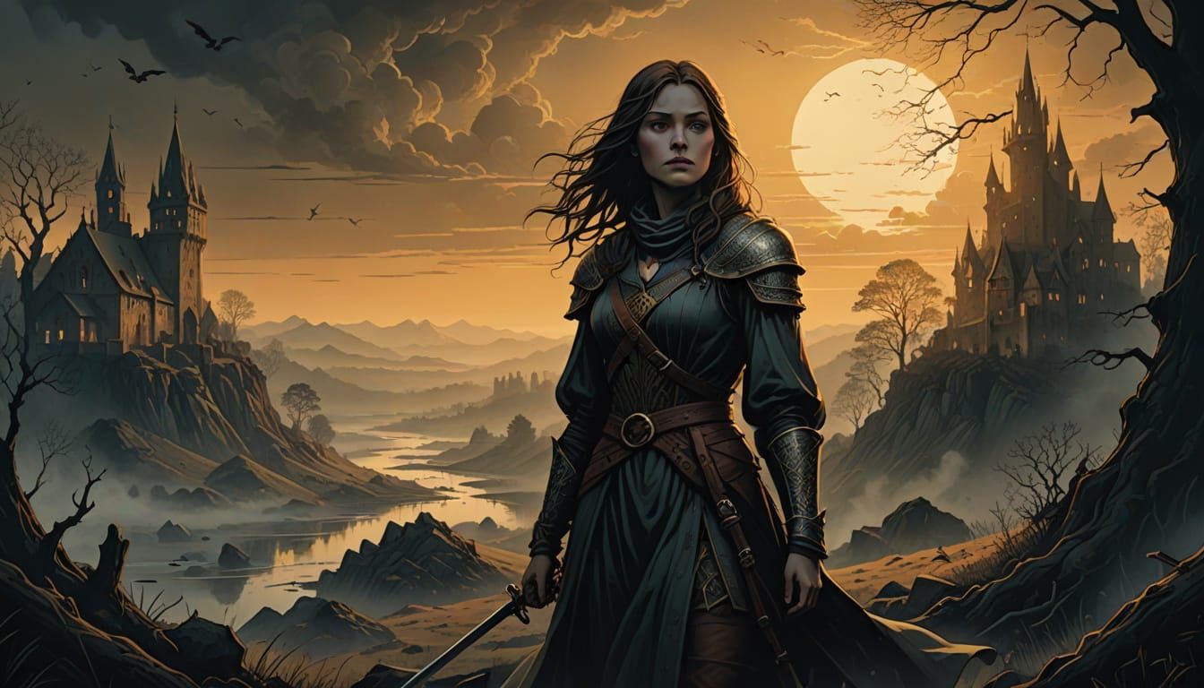 Medieval Prince Amidst Misty Atmosphere in Cinematic Comic B...