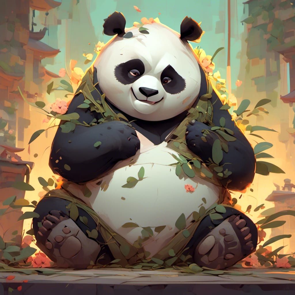 Realistic Yakuza Panda in Keane-Kesinger Style