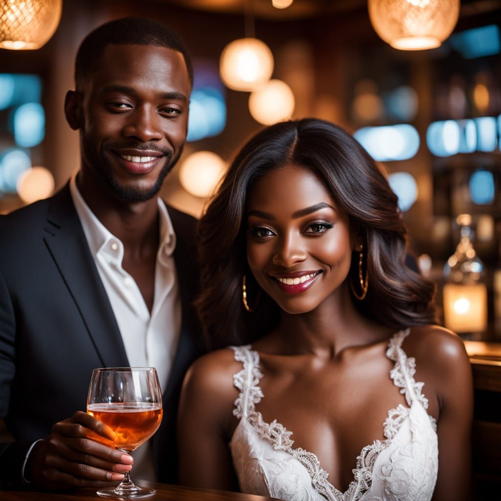 Elegant Bar Scene with Stunning Young Woman