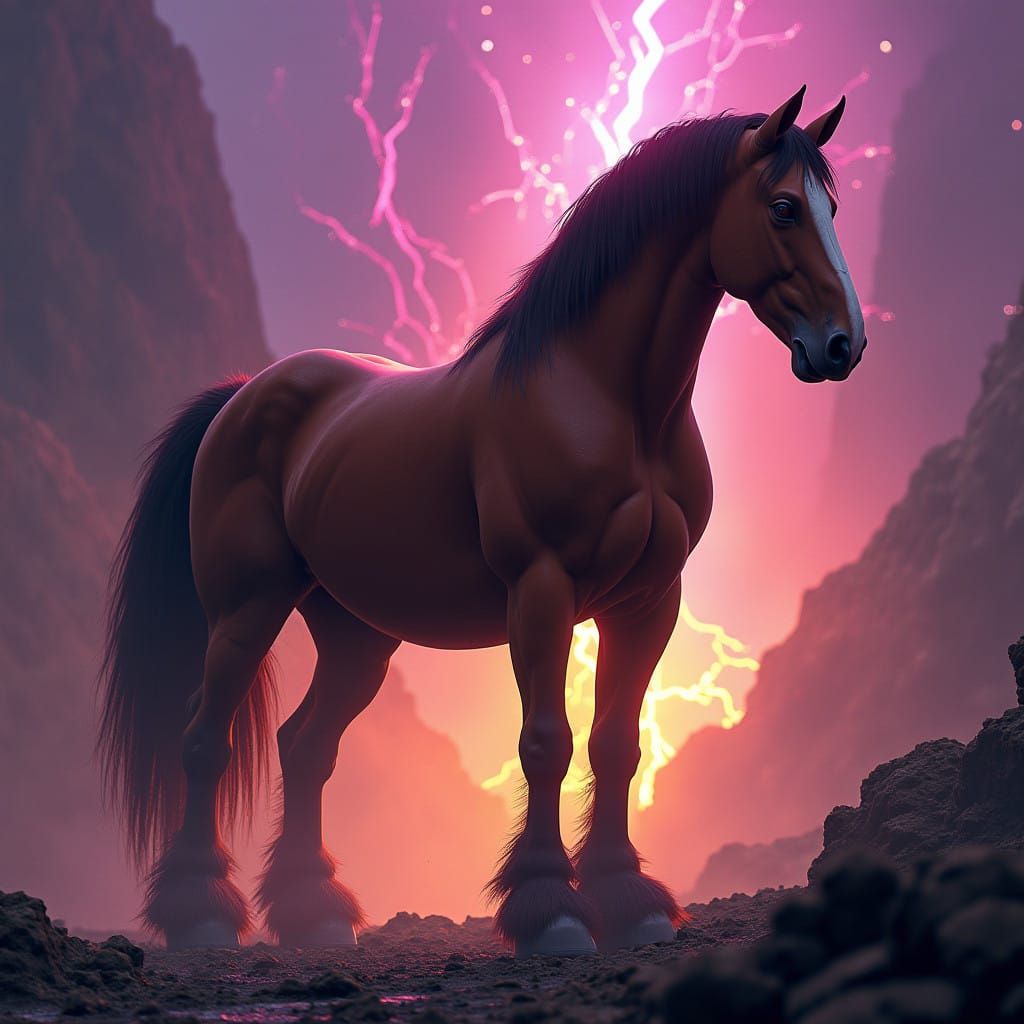 Majestic Demon Steed in Dark Fantasy Wasteland