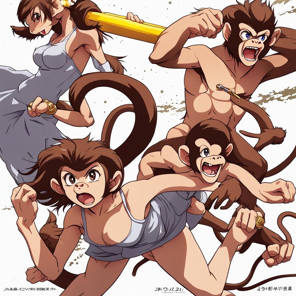 Supermodels vs Monkeys in Anime Style