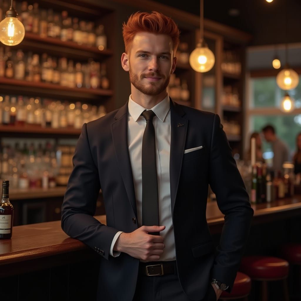 Athletic Man in High-End Bar - Hyper Realistic Photo