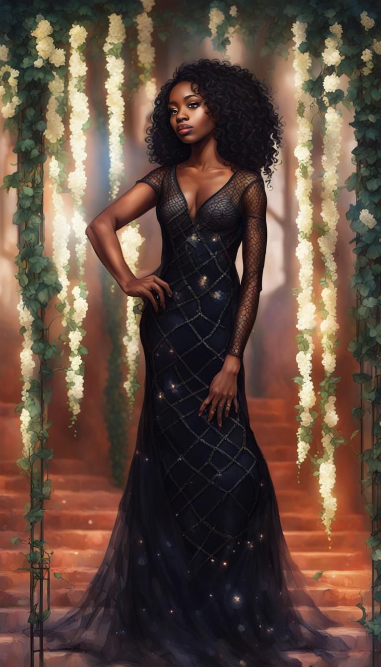 Fantasy Portrait of Woman in Sequined Dress