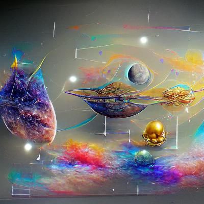 Cosmic Starship Voyage in Astral Holographic Art