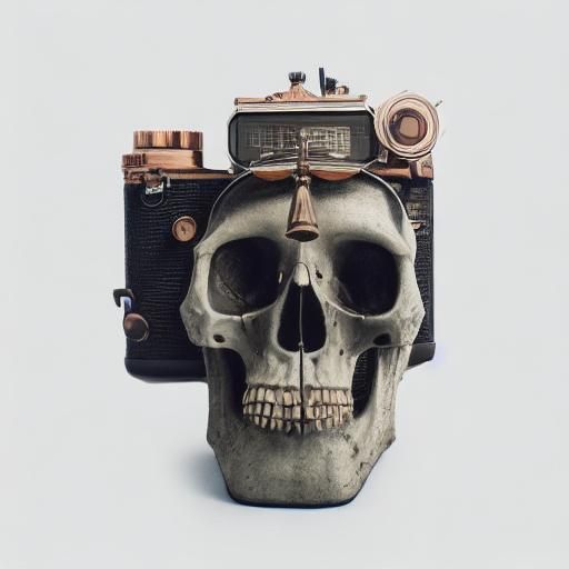 Skull Camera in Steampunk Forensic Photography Style