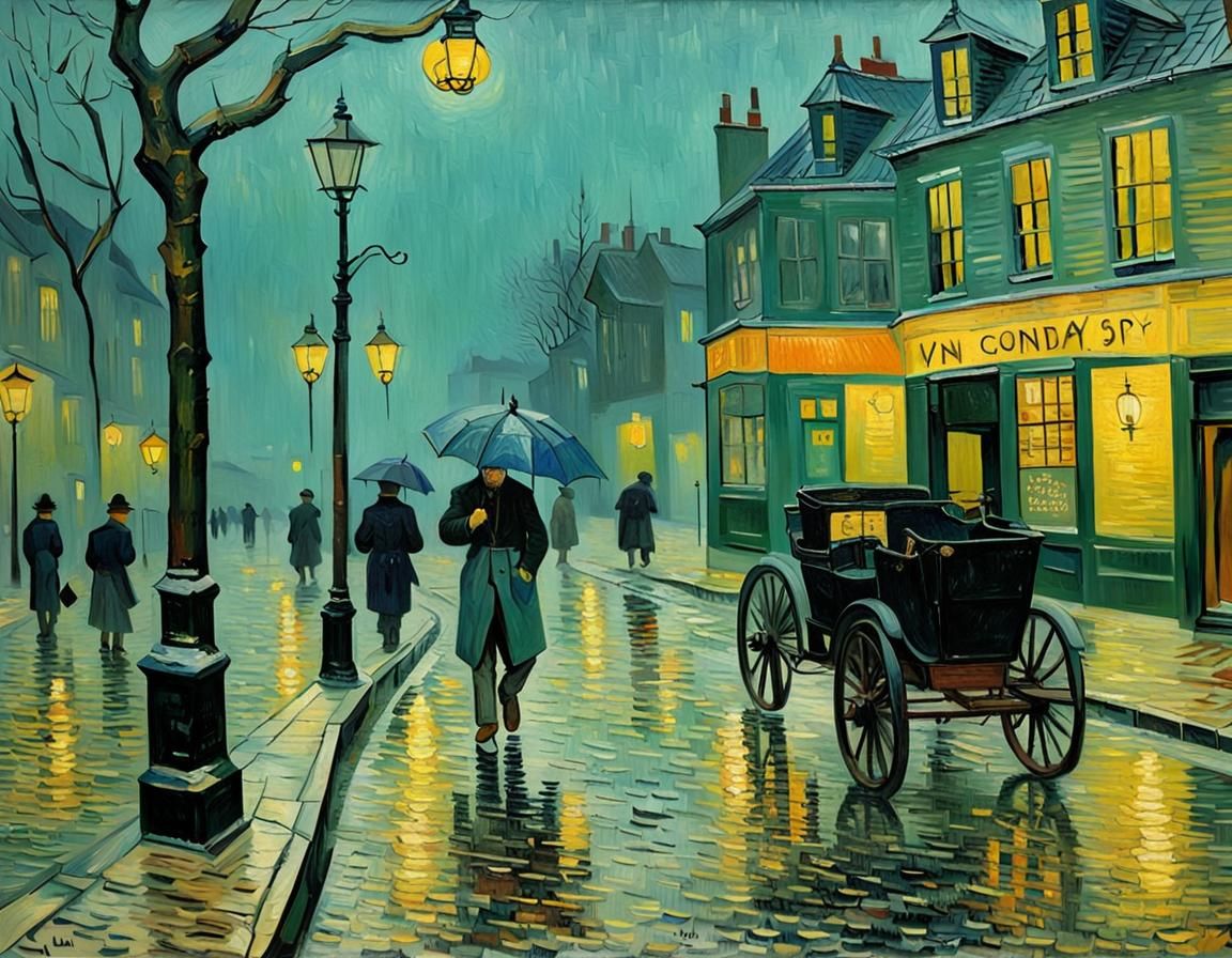 Rainy Monday Morning in Van Gogh Style