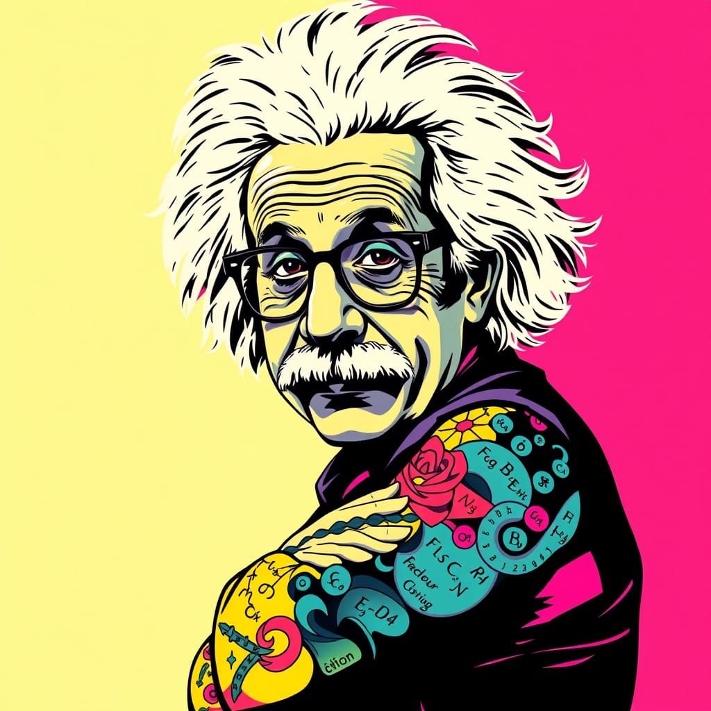 Rebellious Genius in Bold, Psychedelic Style