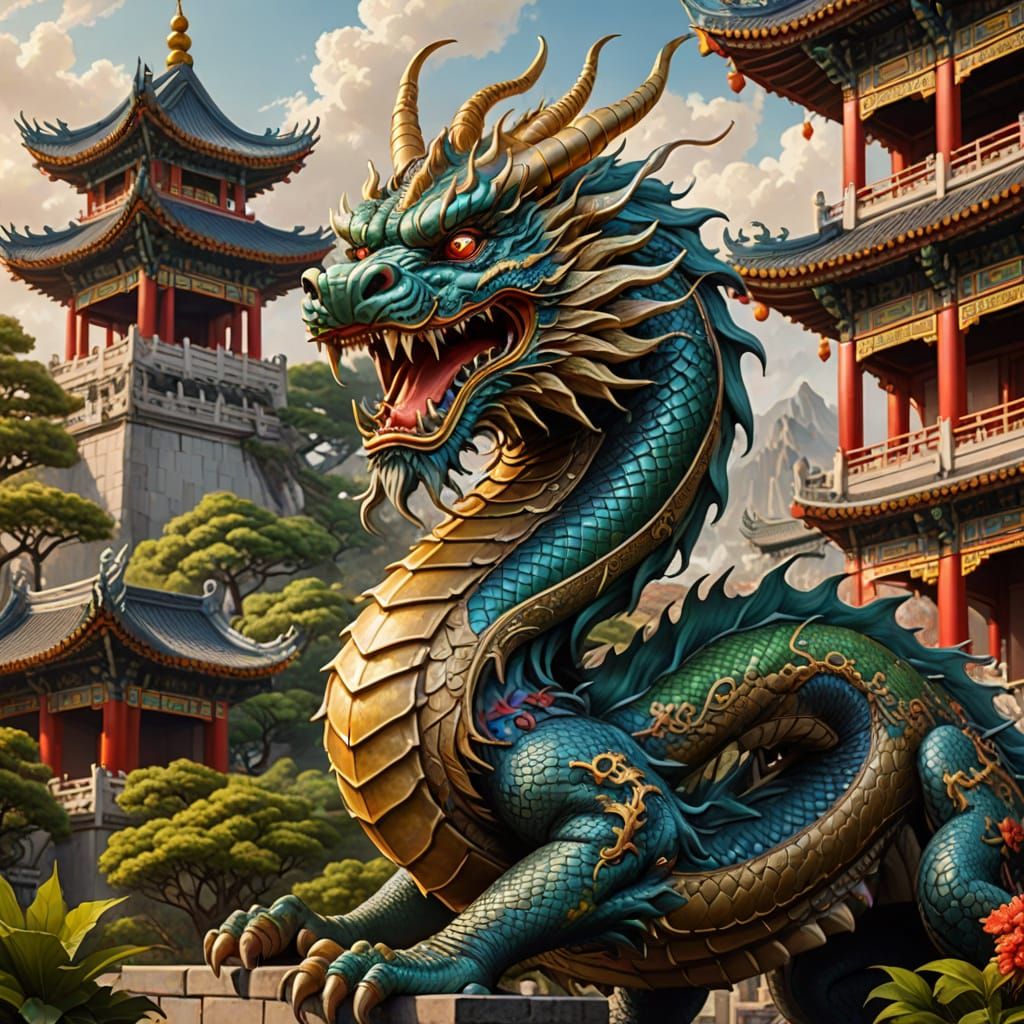 Regal Chinese Dragon Reigns Over Palace