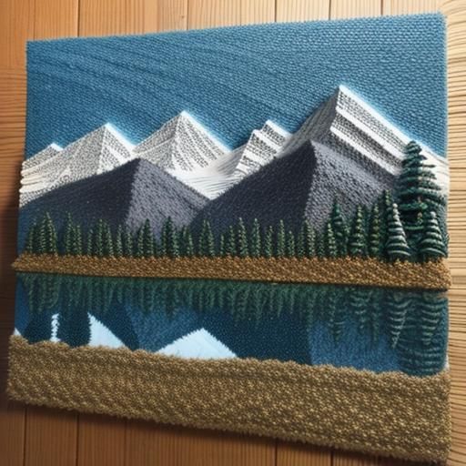 String Art: Trees and Mountains Landscape