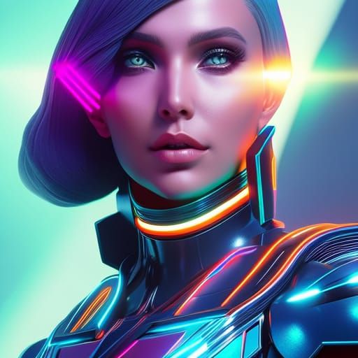 Stunning Cyberpunk Girl Portrait in Synthwave Neon