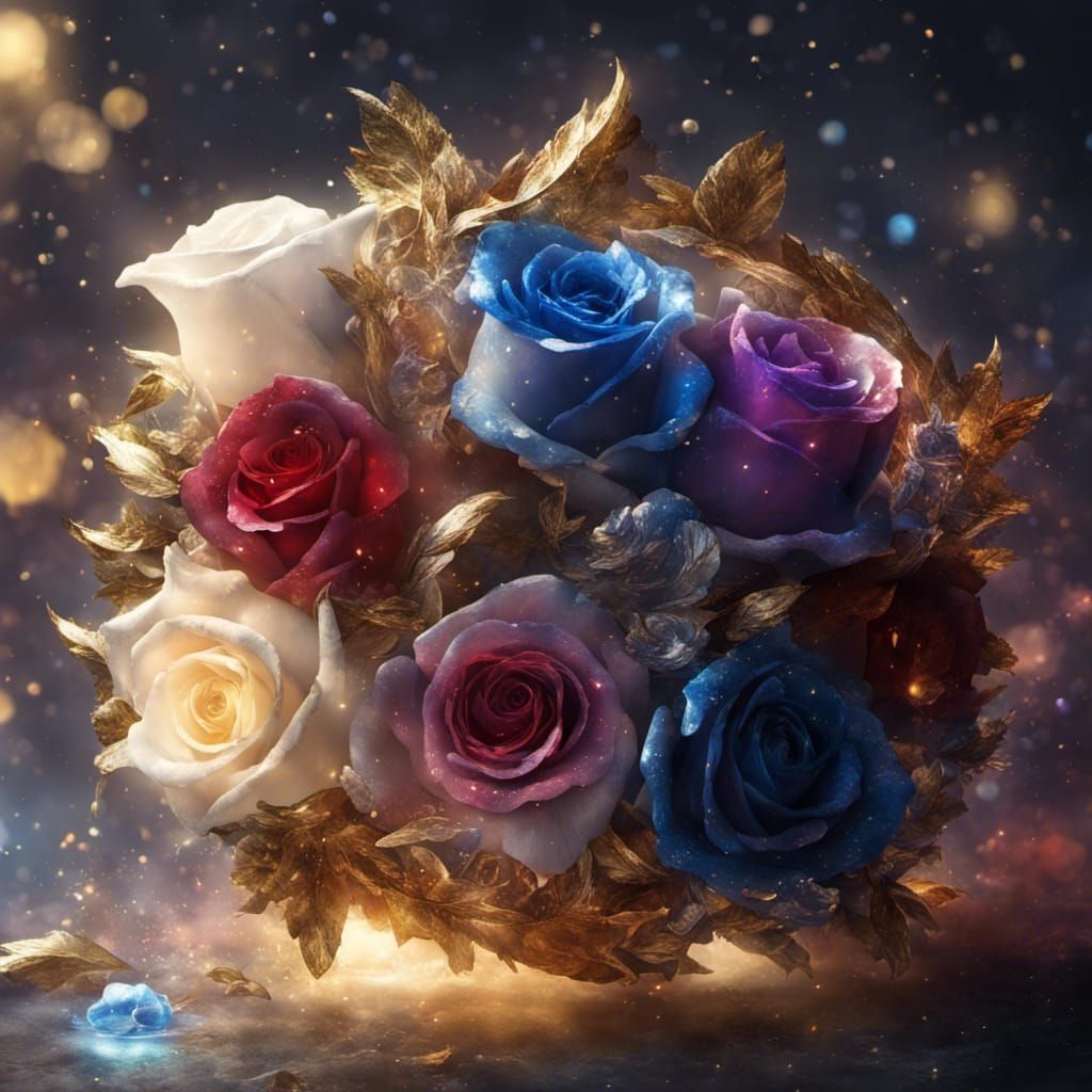 Cosmic Crystal Dissolution in Art Nouveau Style