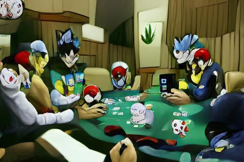 Pokemon Characters Playing Poker Game