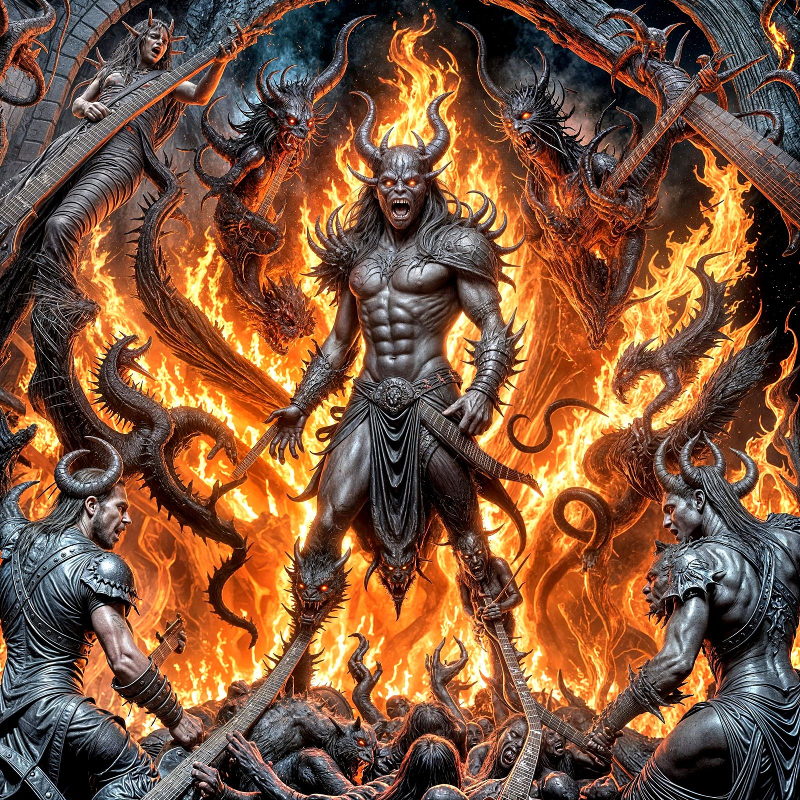 Hyper Realistic Satan Rock Concert in Hell