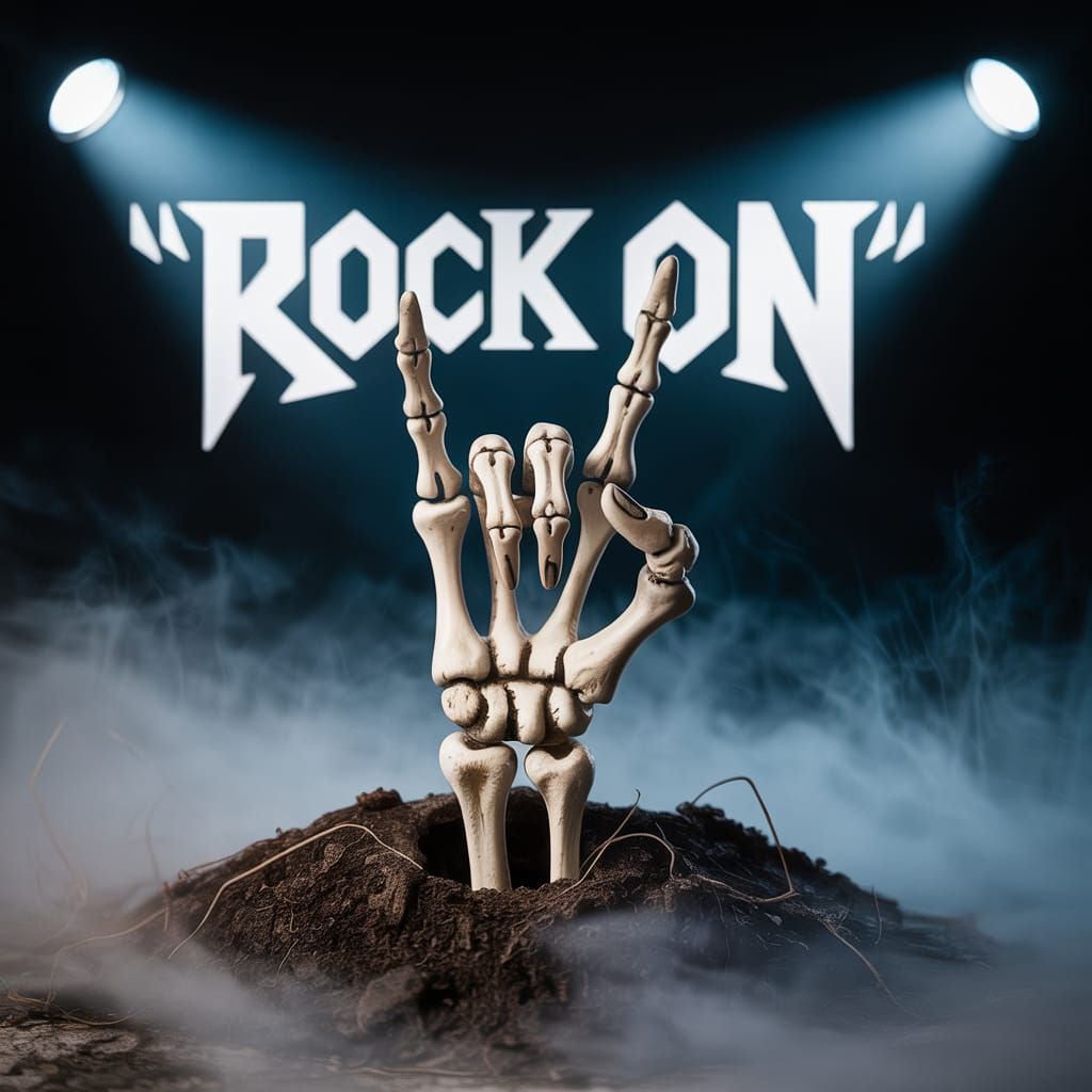 Eerie Skeletal Hand Emerges Doing Rock-On Gesture