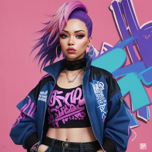 Colorful Urban Portrait in Street Art Style