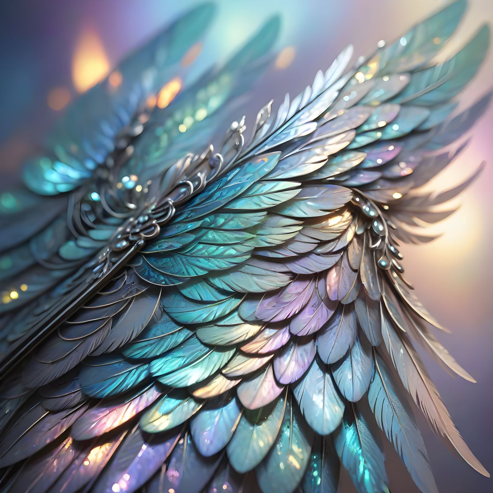 Iridescent Wings Shimmering with Light in Surrealist Style