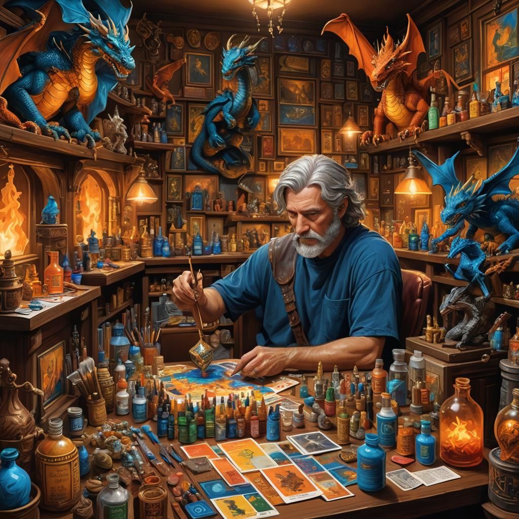 Miniature Painter in Hyper-Realistic Fantasy Art Style