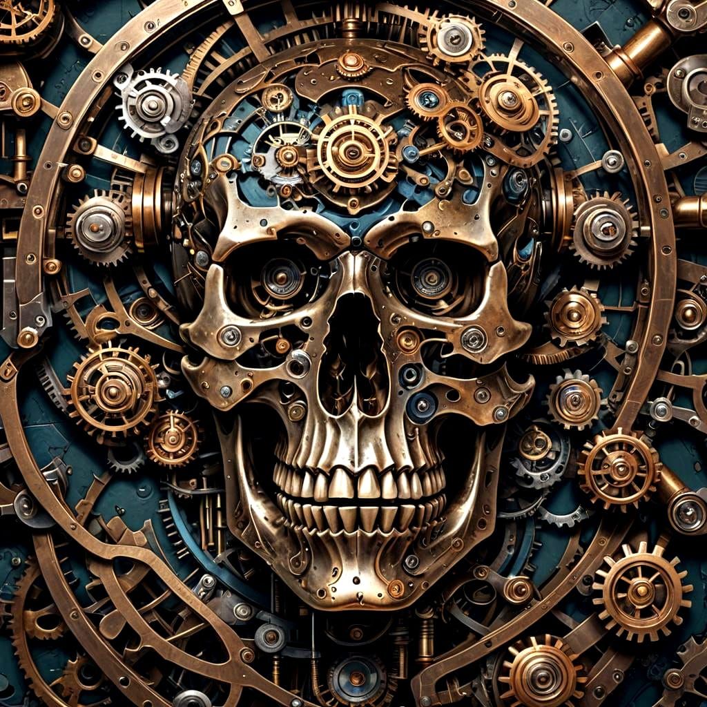 Steampunk Skull in Hyperrealistic 3D Rendering