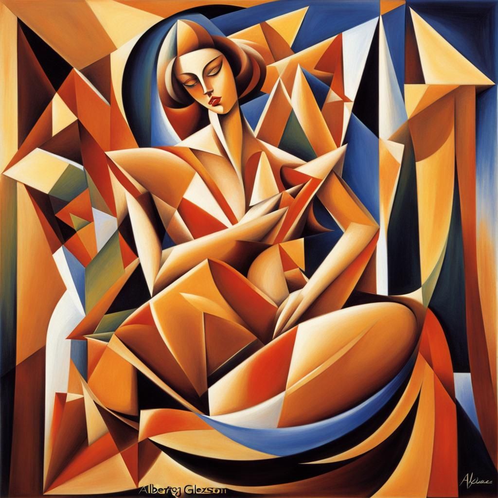 Abstract Cubist Caramel Geometric Artwork