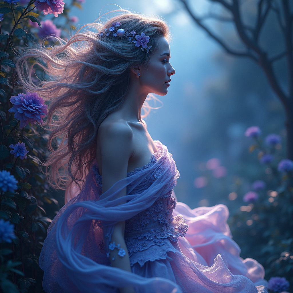 Mystical Woman in Ethereal Landscape: Digital Matte Painting