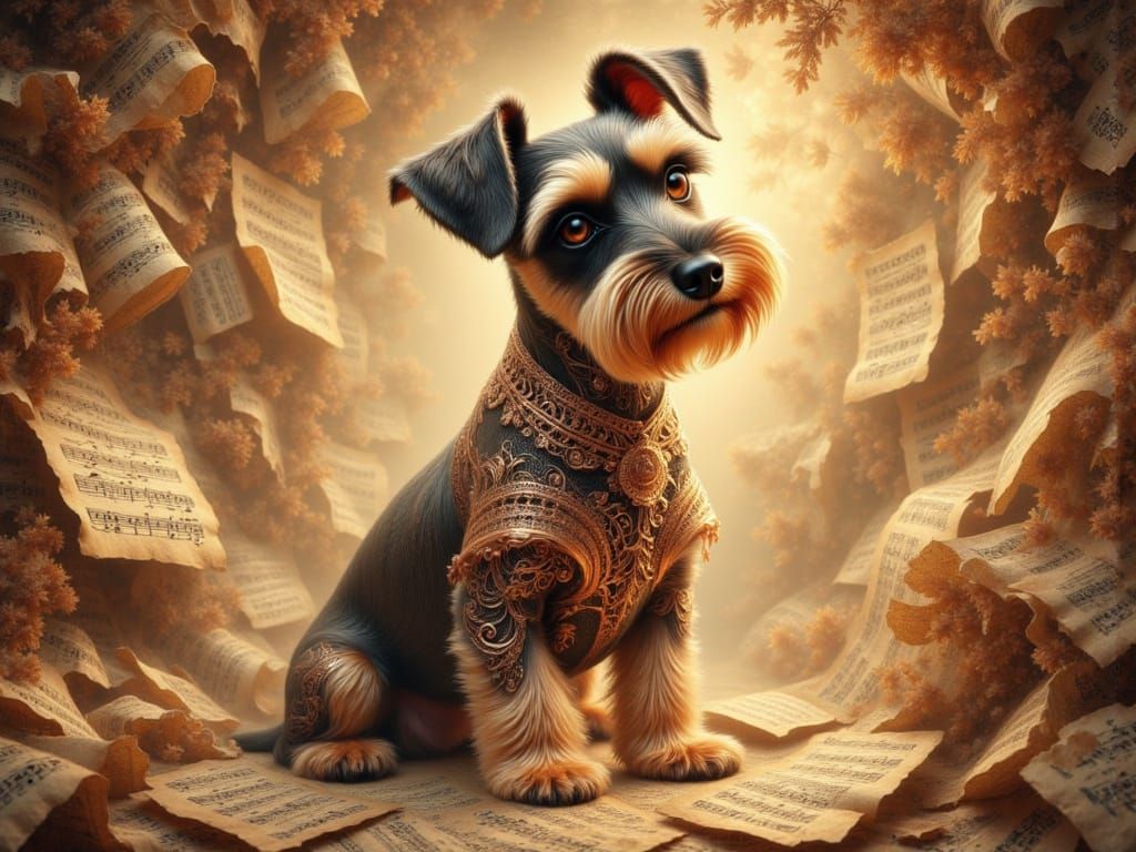 Copper Lace Schnauzer in Musical Portrait