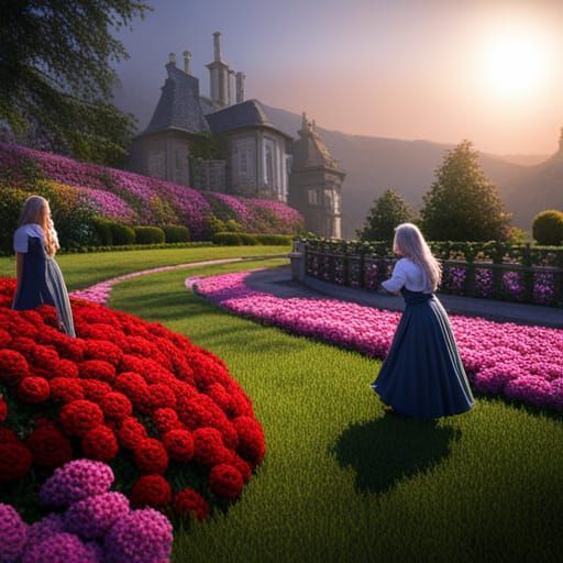 Children Playing Ring Around the Roses: Fantasy Art