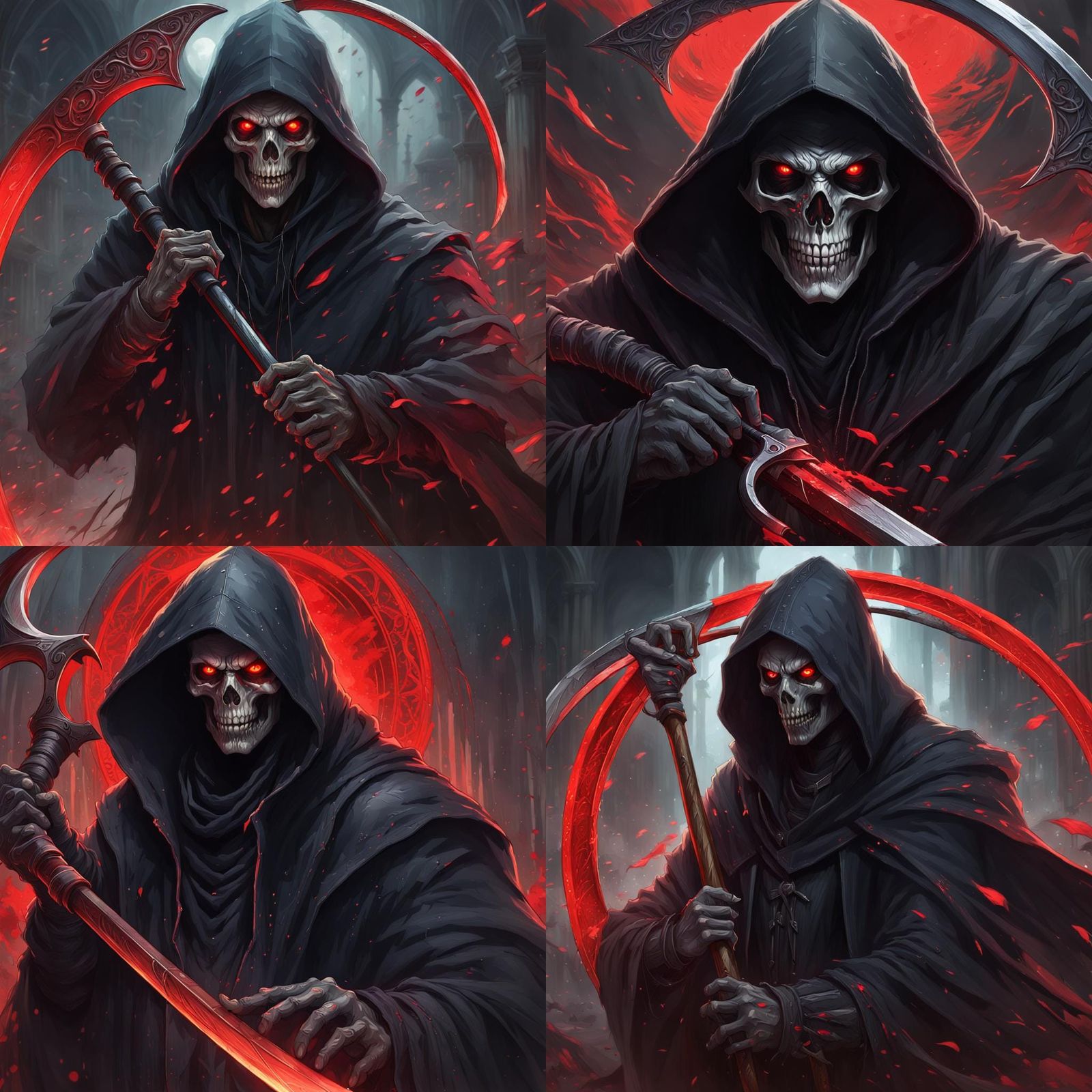 Grim Reaper Portrait with Red Eyes