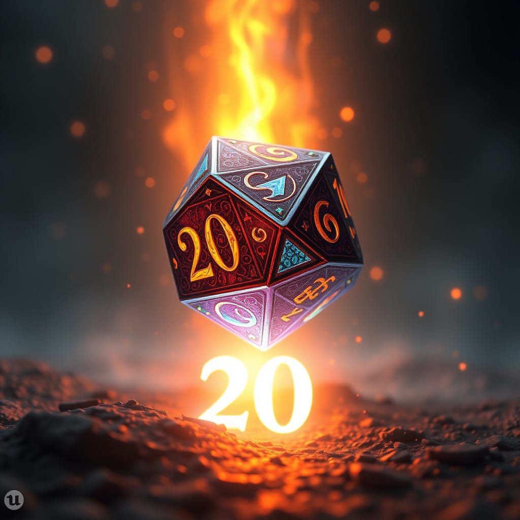 Fantasy Die Lands on 20 in Shimmering Aura
