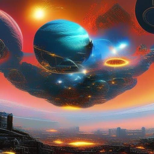 Spacecraft Landing Under Attack: A Sci-Fi Digital Painting