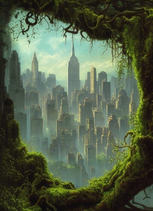 Lush New York Skyline Reimagined as Digital Painting