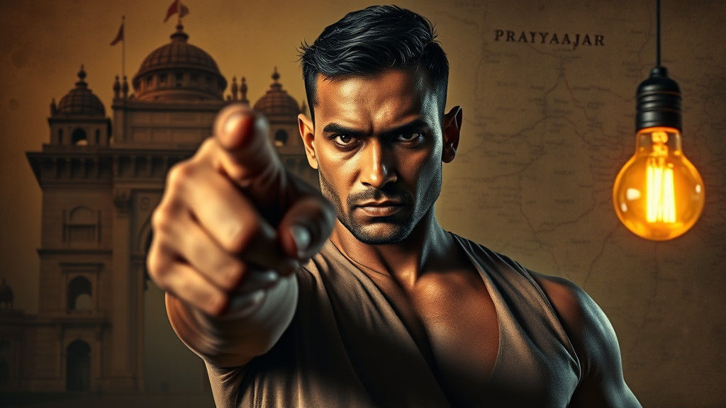 Intense Indian Man Points Finger in Cinematic Style