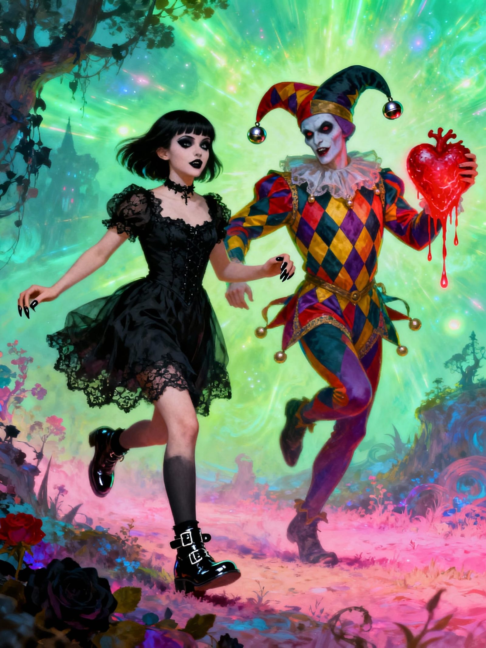 Goth Girl Joyfully Dances into Pastel World AbBromoil