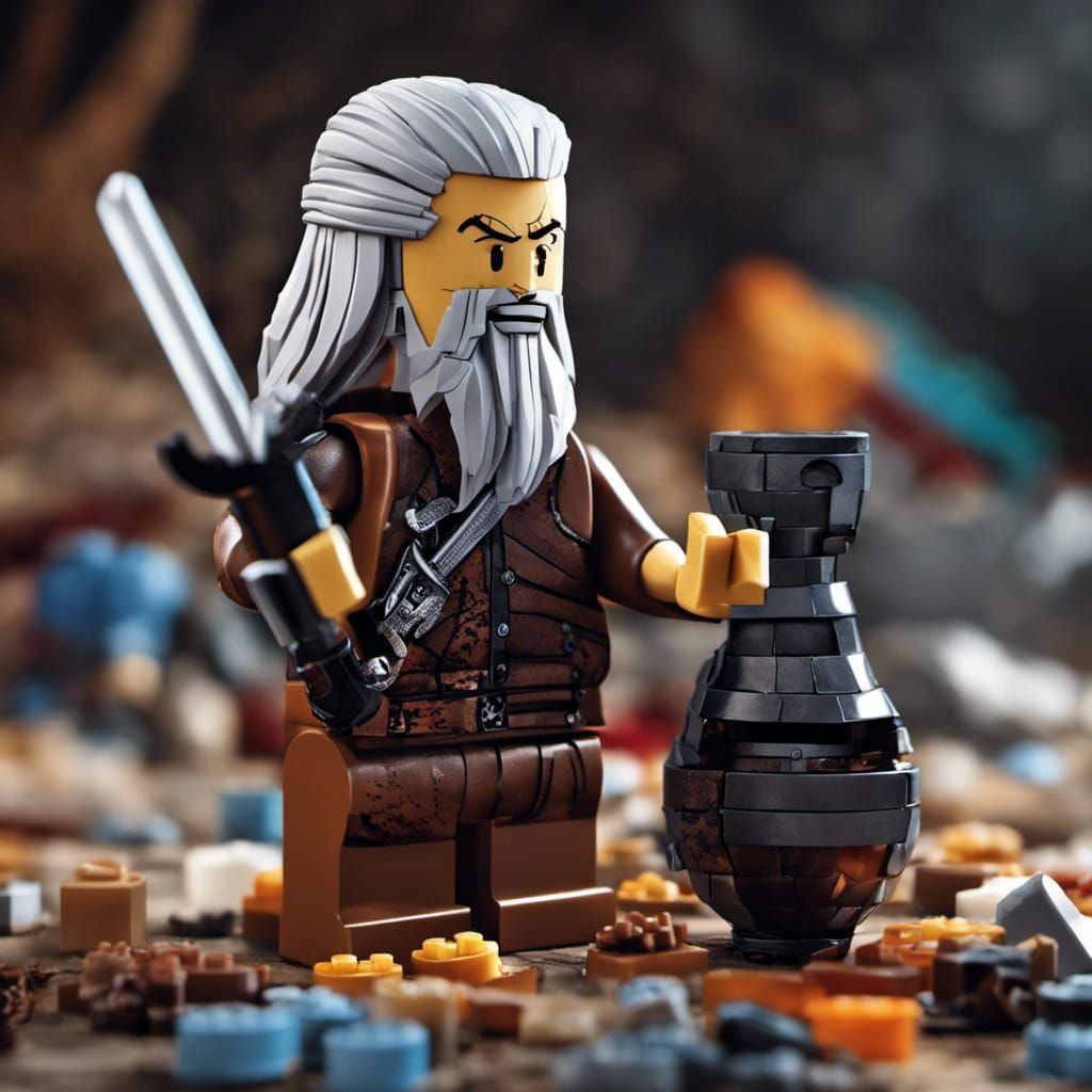 The Witcher Lego Figures: Hyperrealistic Concept Art