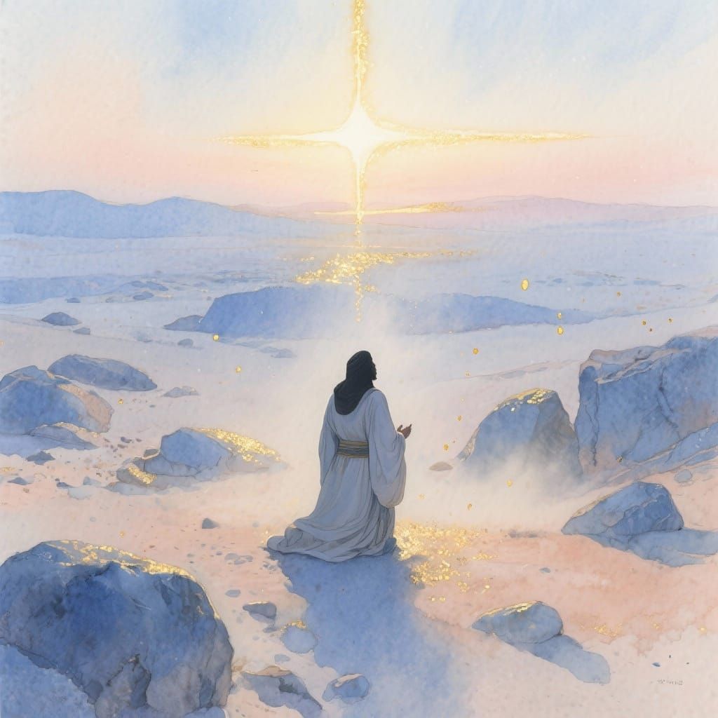 Sunrise Desert Serenity: A Watercolor Vision