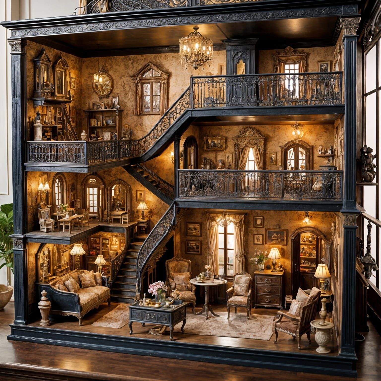 A cross-section of a dollhouse