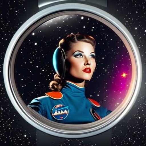 Retro Space Girl in Sci-Fi Spacesuit
