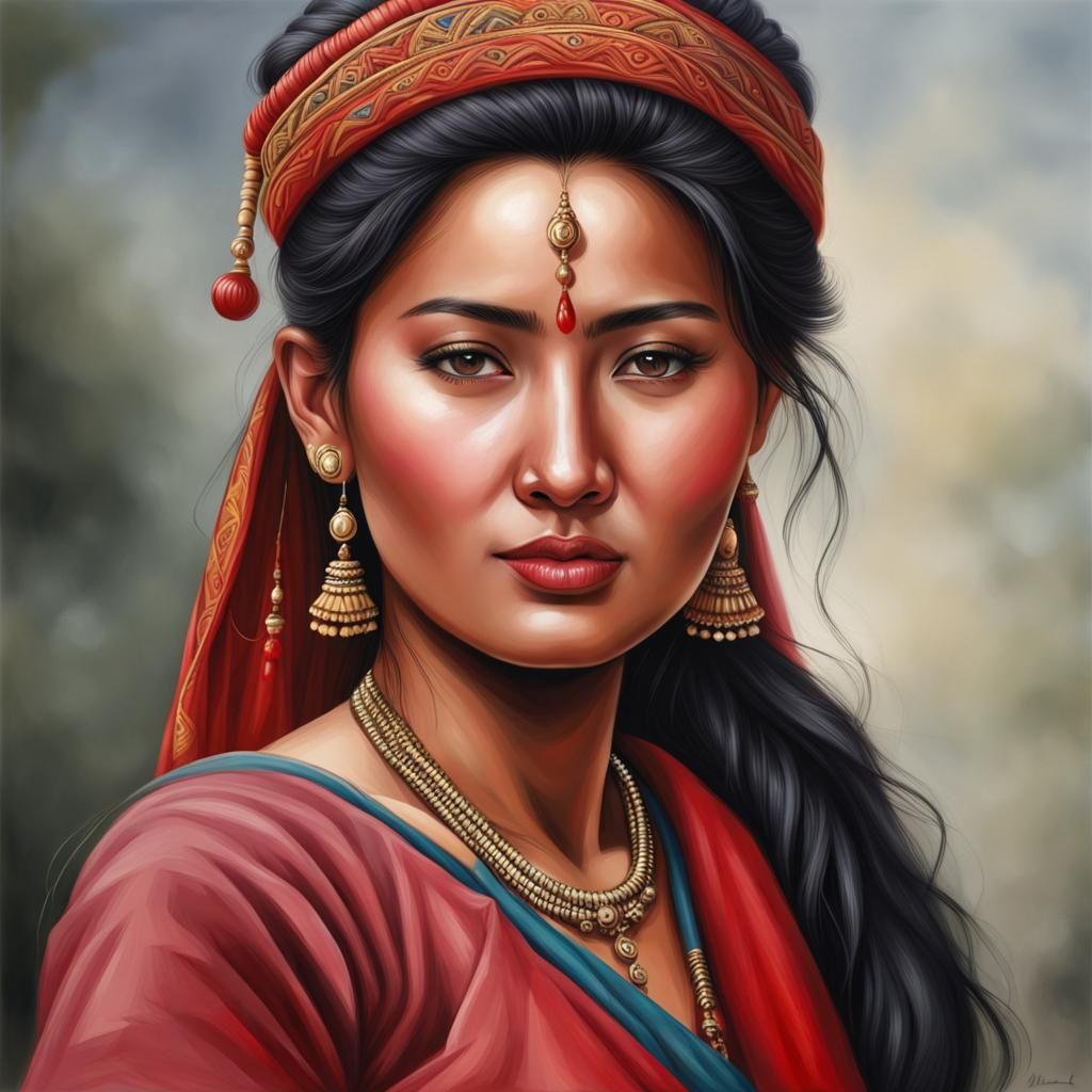 Realistic Portrait of a Beautiful Nepali Woman