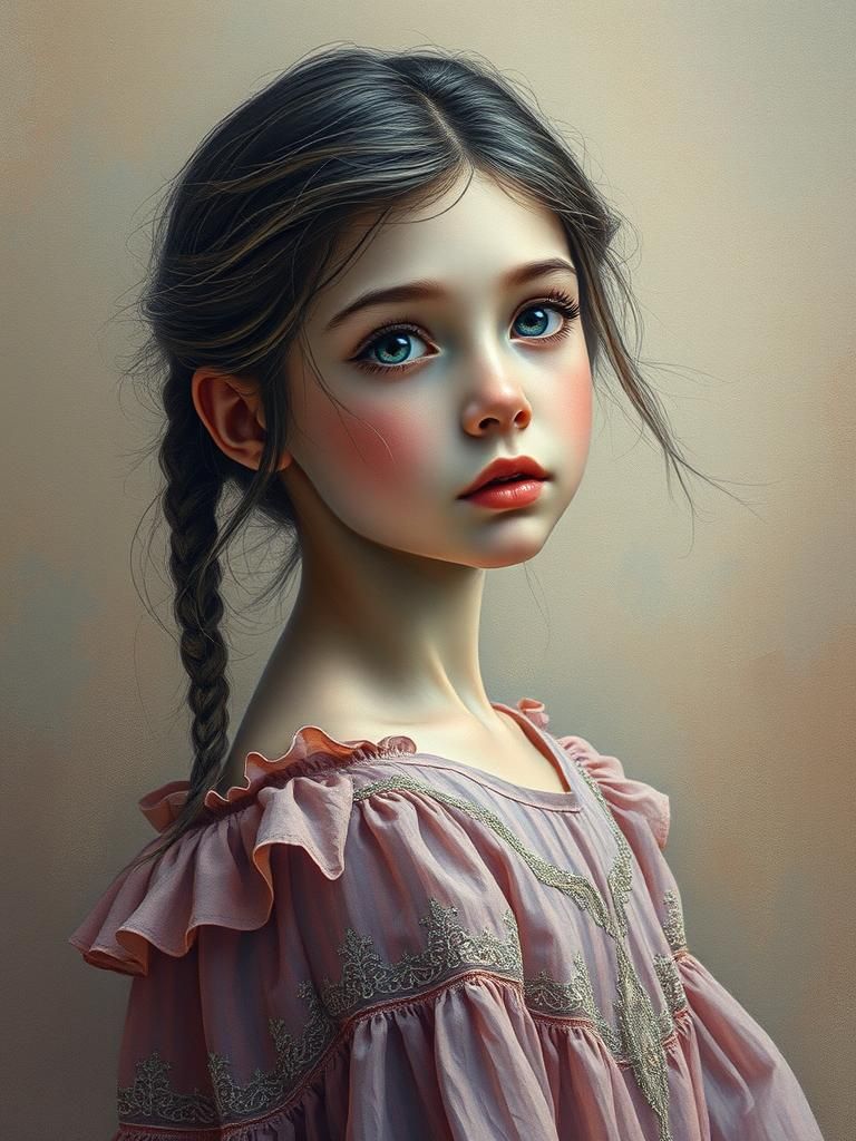 Ethereal Portrait of a Girl with Chalky Texture