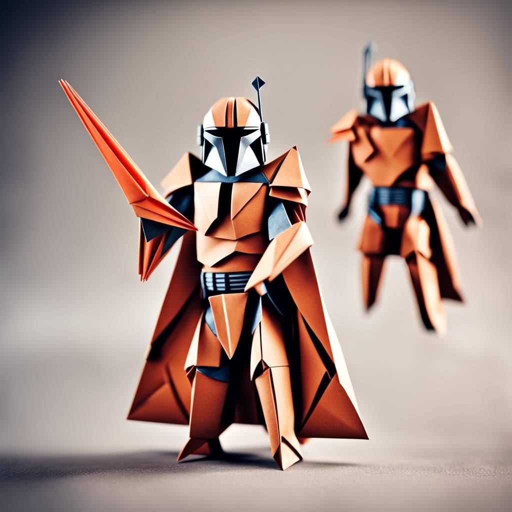 Origami Mandalorian Warriors Papercraft in 8K