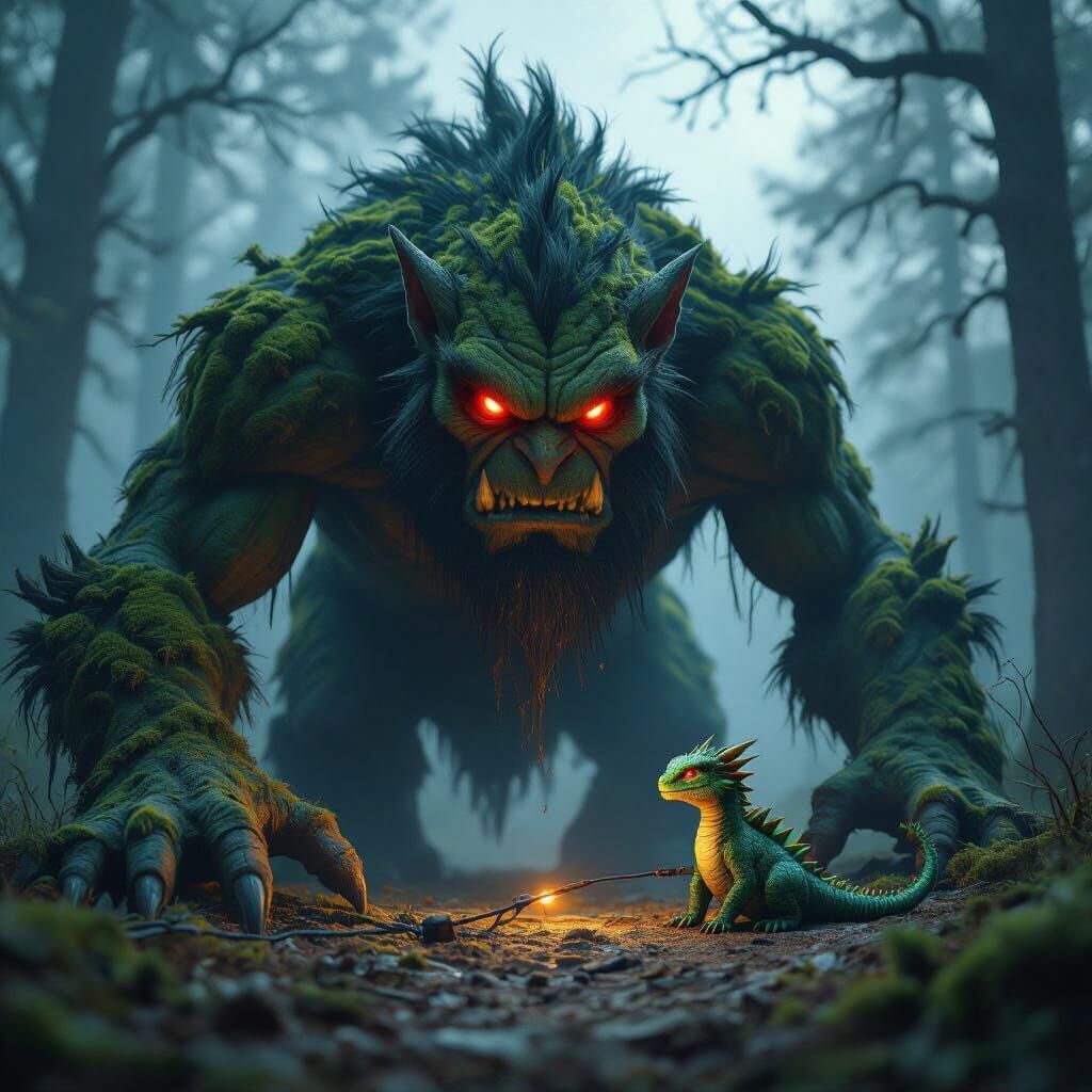 Moss Troll Warns Dragon of Forest Trap