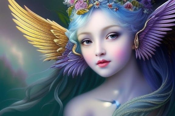 Adorable Angel Portrait in Dreamlike Fantasy Style